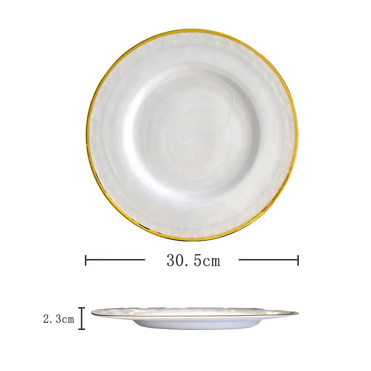 Wholesale Custom Cheap gold rim white charger plate in bulk