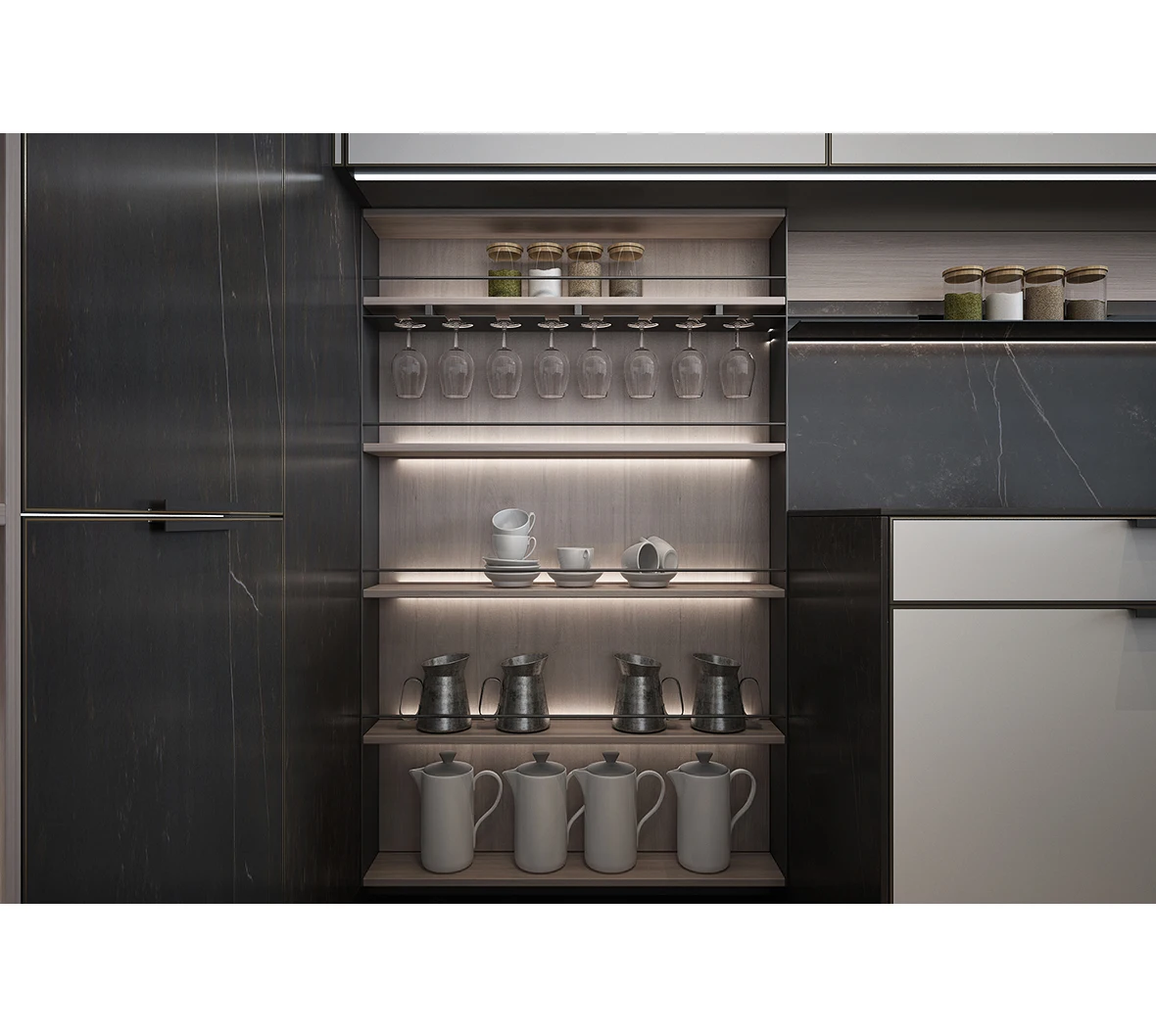 Современные Автономные темно-серые кухонные шкафы, цветовые комбинации, акриловый лист, модульный кухонный шкаф