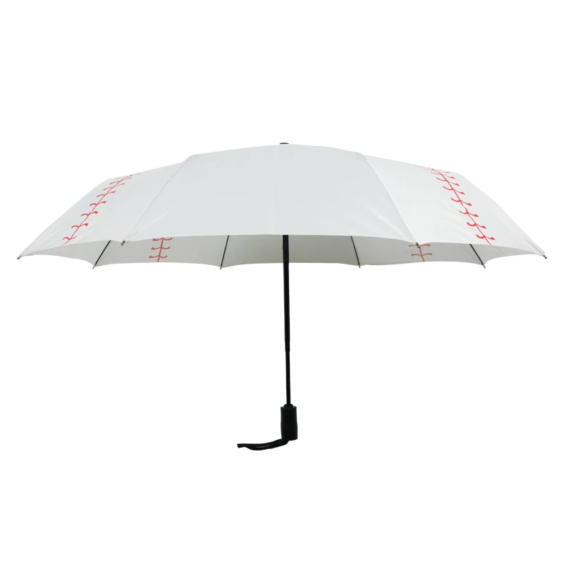 Hotsale baseball design windproof and portable auto open and close 3 folding umbrella