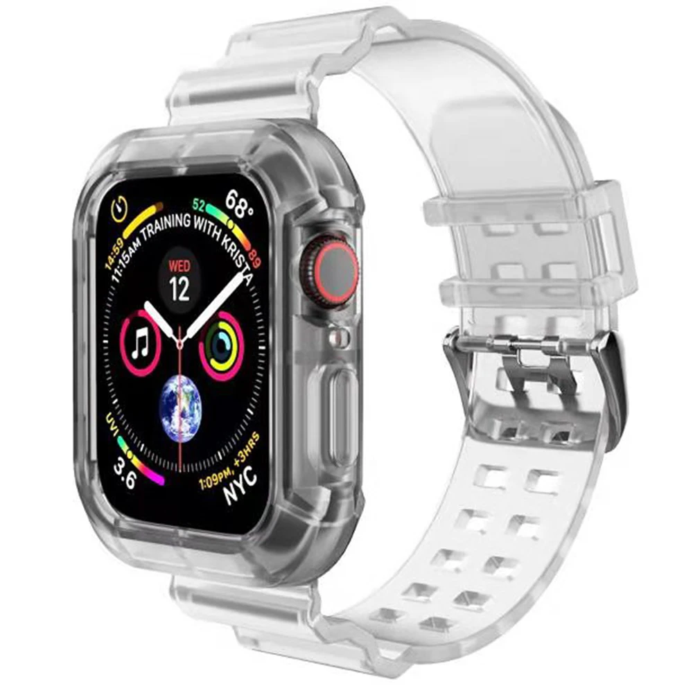 
Simplicity Colorful Clear Soft TPU Case Cover Watch Straps Band For Apple Watch 6 