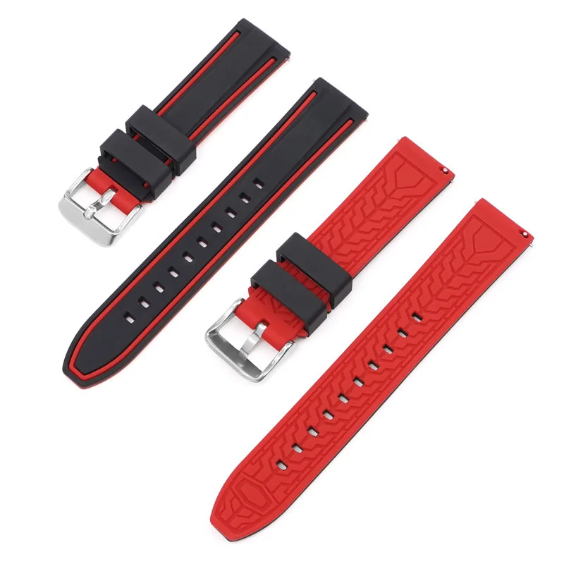 Wholesale Classics Sport Fashion Silicon Watch Belt Band 20mm 22mm 24mm 26mm Double color Silicone Watch Strap