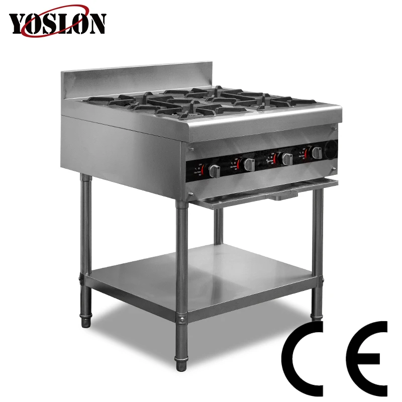 Yoslon YSN-ST4 Commercial Kitchen Stove Ovens Restaurant 4 Burners Gas Cooking Stoves Oven/