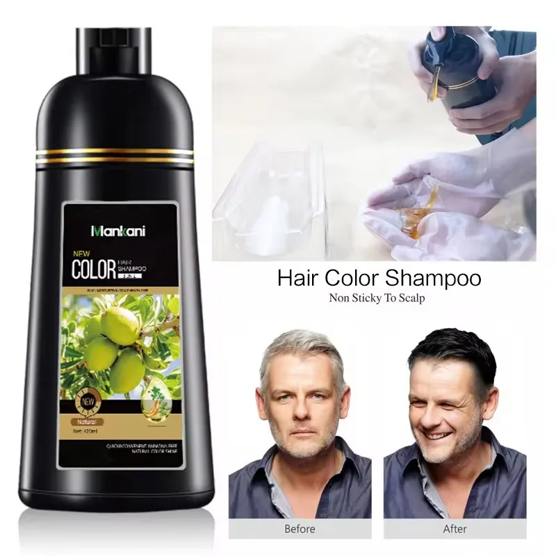 OEM Wholesale permanent 5 min argan oil dye black color hair shampoo for gray hair