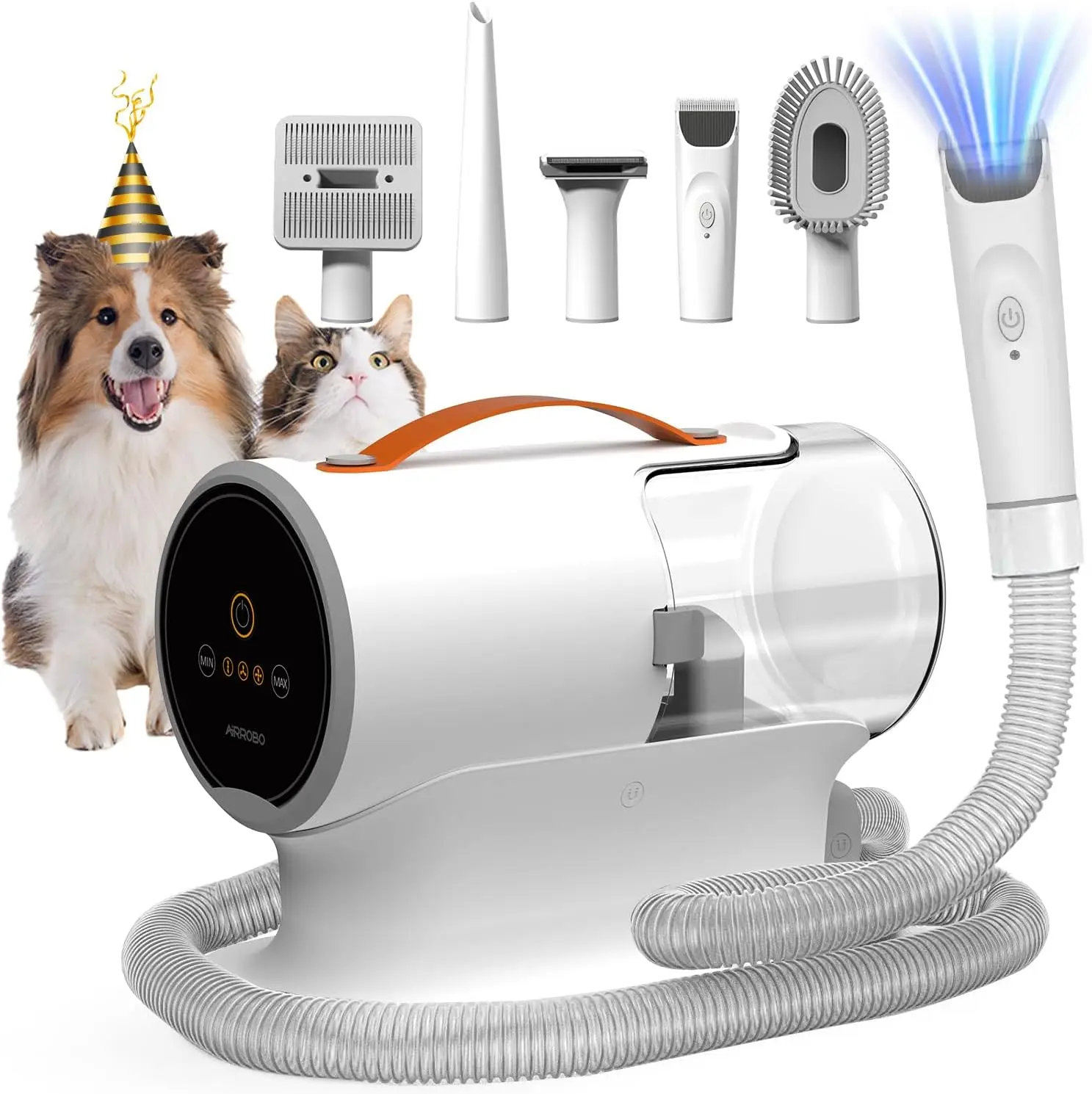 AIRROBO USA Germany Ship Pet Grooming Vacuum Dogs Cats Hair Clipper 5 in 1 Pet Grooming Kit With Comb Trimmer Cleaning Brush