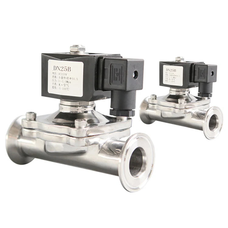 High quality OEM/ODM 1/2 inch three clip stainless steel food grade sanitary 24V water solenoid valve
