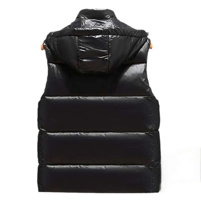 Custom Winter New Hooded Keep Warm Thick Zipper Hood Sleeveless Cotton Vest Down Vest for Men