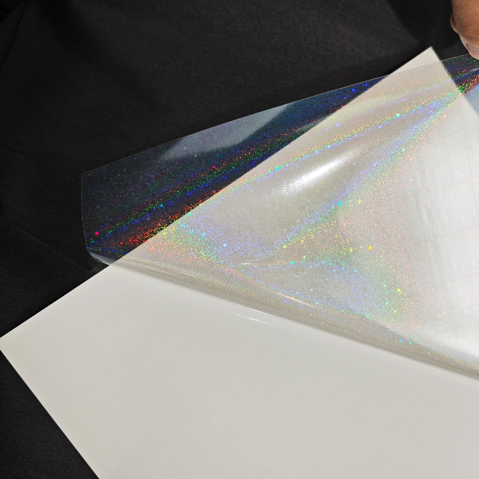 50 Sheets PVC A4 Cold Holographic Self-Adhesive Sparkling Star Laminating Vinyl Film Holographic Overlay Packaging Packing