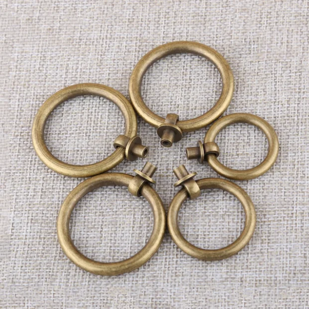 Zhuoqi Furniture drawer small handle simple pure copper solid pull ring medicine cabinet tea pot round handle