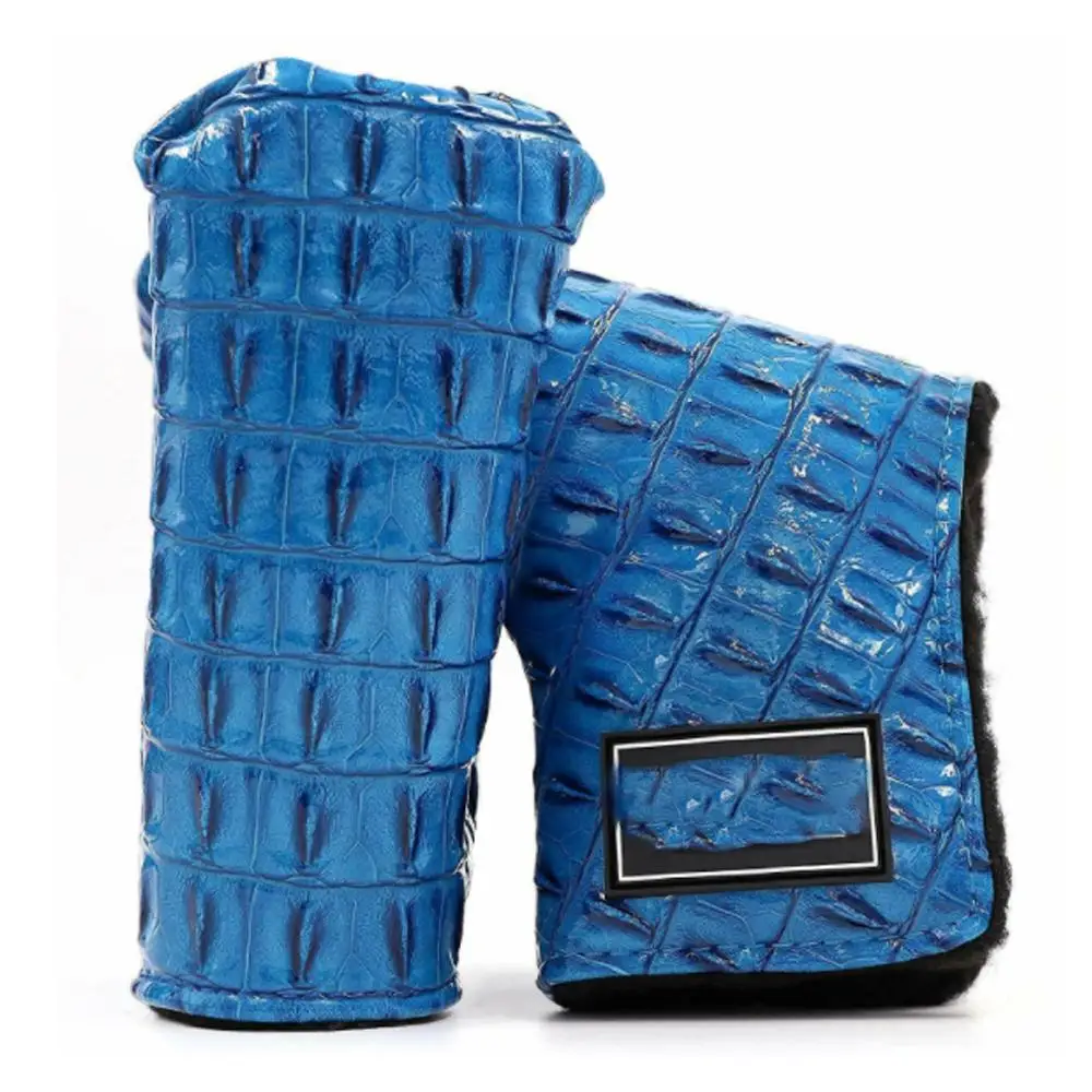 
Amazon hot sale custom made ostrich leather pu waterproof white golf club putter headcovers 