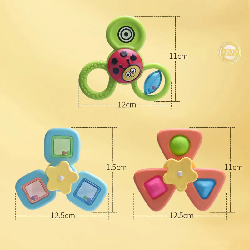 Cartoon Fidget Suction Cup Spinner Toy Summer Infant Silicone Baby Toys Rotating Rattle Educational Montessori Bath Toys_5