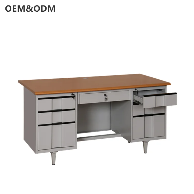 Modern Design Knock-down Steel Metal Office Table Furniture Computer Metal Office Desk with Drawers