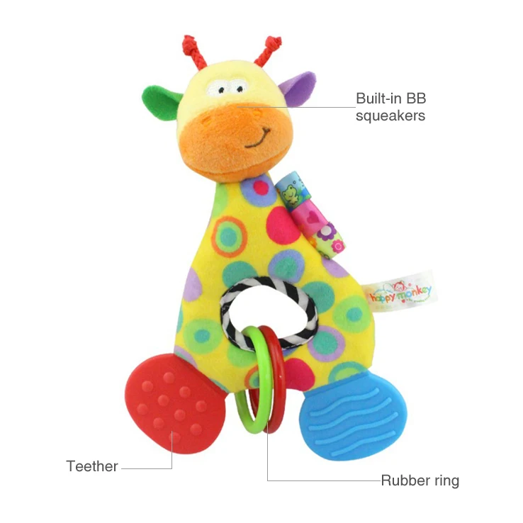 Giraffe Baby Teether Rattles Toy Newborn Plush Animal H009A