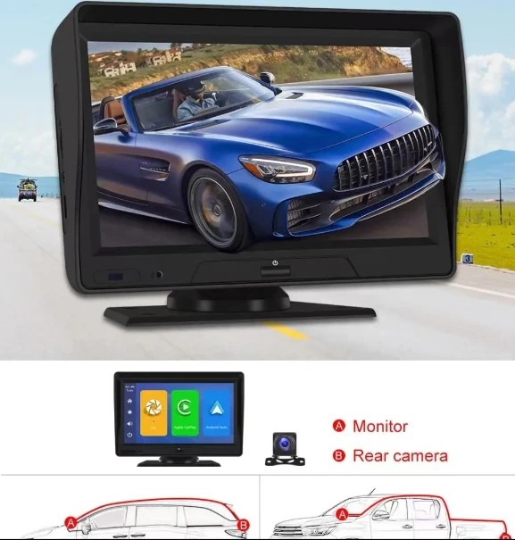 7 дюймов Портативный экран Carplay 2CH DVR GPS WIFI Music портативный навигатор