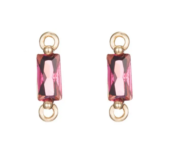 NANA high quality 14k gold plated charms jewelry findings,rectangle colorful stone connector