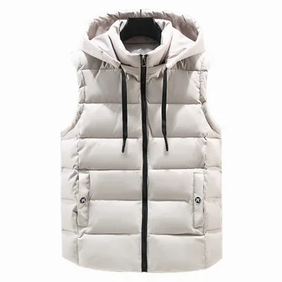 Jacket Vest Customized Winter Excellent Sleeveless Thermal Down Woven 100% Polyester Men Puffer Removable Hooded Warm Plus Size