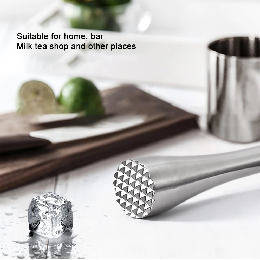Amazon Hot Sale Lemon Masher Stir Cocktail Muddler Bartending Stirrers Stainless Steel Broken Popsicle