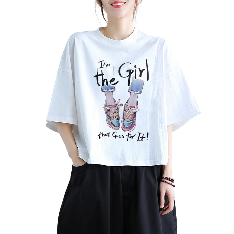 
Women korean t shirts custom printing unisex for feminin 