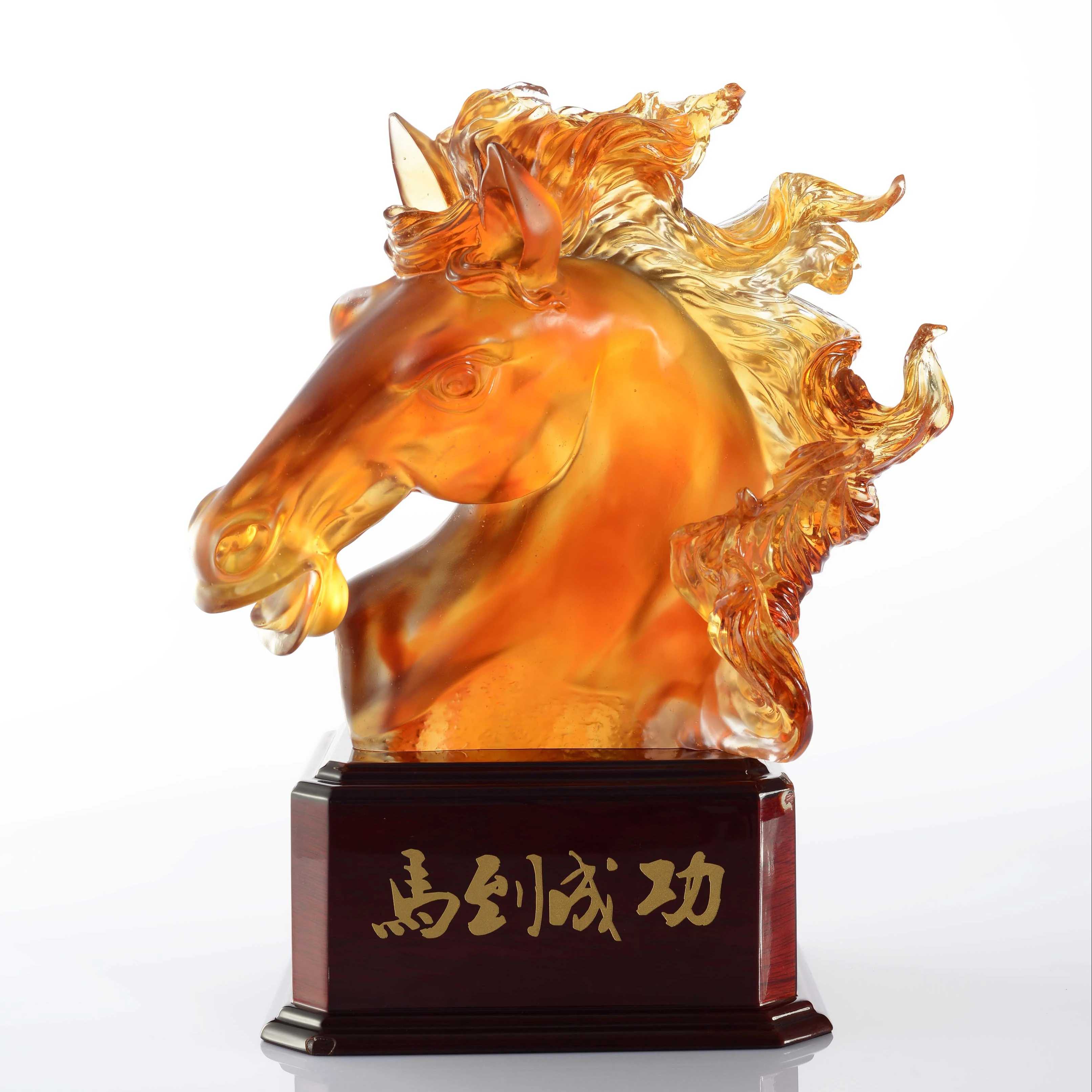 New Chinese Fengshui liuli crystal art horse sculpture for home decoration and business gift