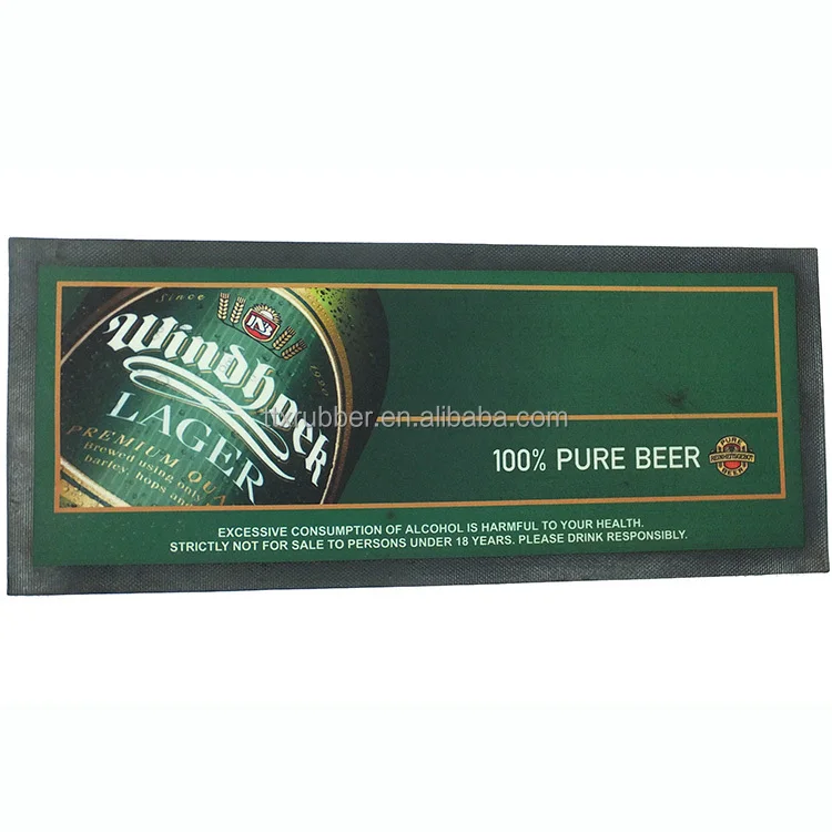 water-absorbent felt top rubber bar runner print bar mat custom nitrile rubber heavy anti slip rubber bar mat glass mat