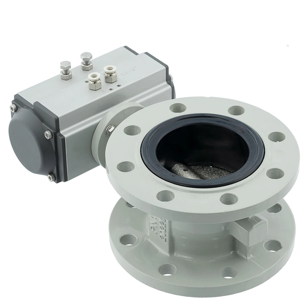 10 inch double offset dn250 centerline pneumatic flange soft seal ductile iron sewage butterfly valve