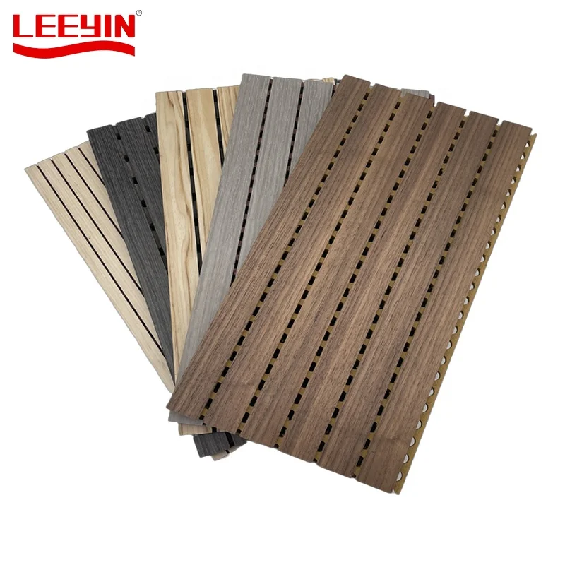 Eco-friendly Decorative DIY Sound Absorbing Panels E1 Board for Wall Ceiling Grooved Wooden Acoustic Panel
