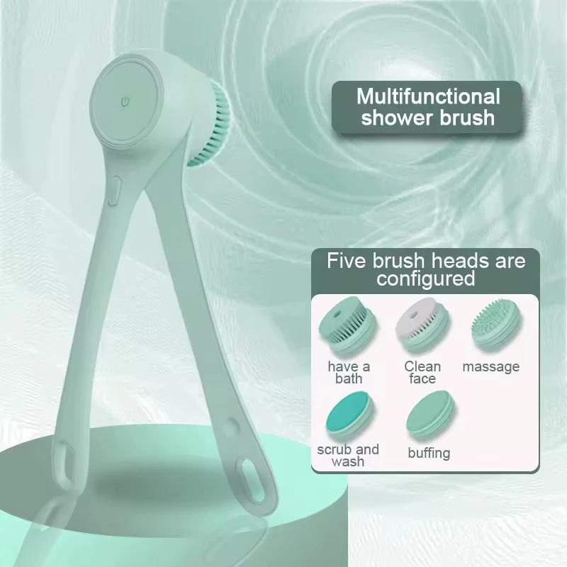 Electric Body Bath Brush Plastic Back Shower Cleaning Scrubber & Sponge