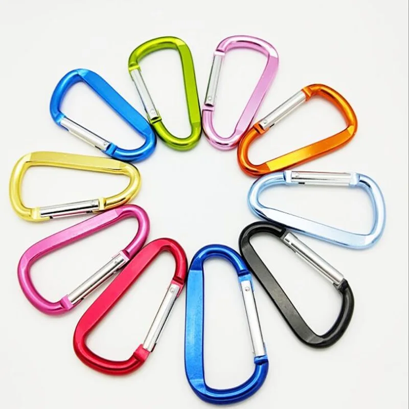 HXY 48*24.5*4MM Custom No MOQ Cheap D Shape Flat Side Aluminum Carabiner Hook Carabiner Keychain For Camping, Holding, Keychain