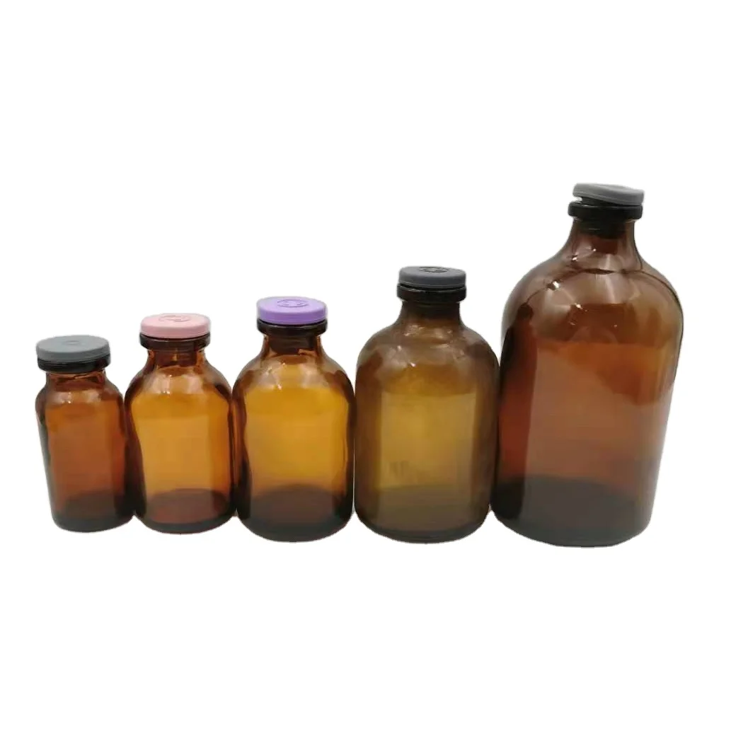 bottles medicine glass 50ml amber sterile vials for injection bottles with rubber stopper