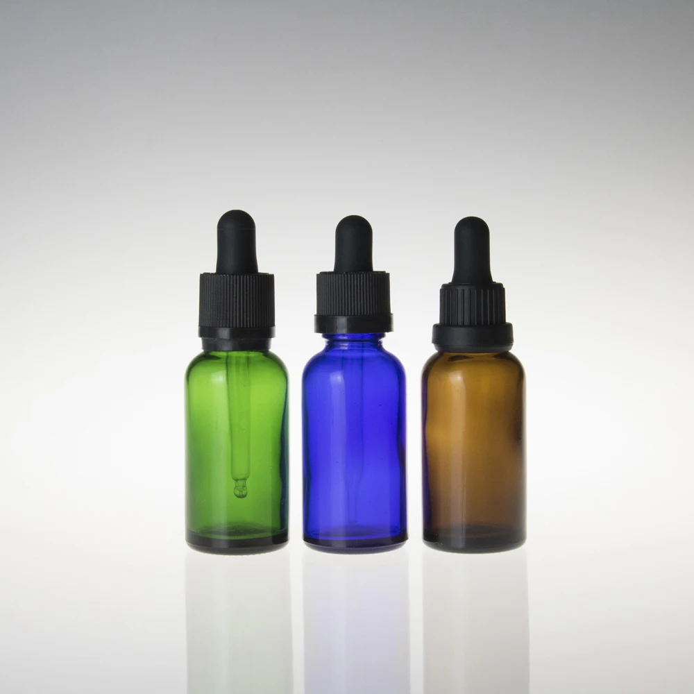 5ml 10ml 15ml 20ml 30ml 50ml 60ml Green Amber Glass Bottle with Black Tamper Evident Cap
