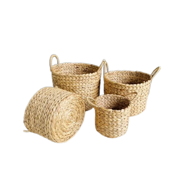 Wholesale Natural Wicker Rectangular Water Hyacinth Basket with Handles Styles for Picnic and Storage FAD7-1