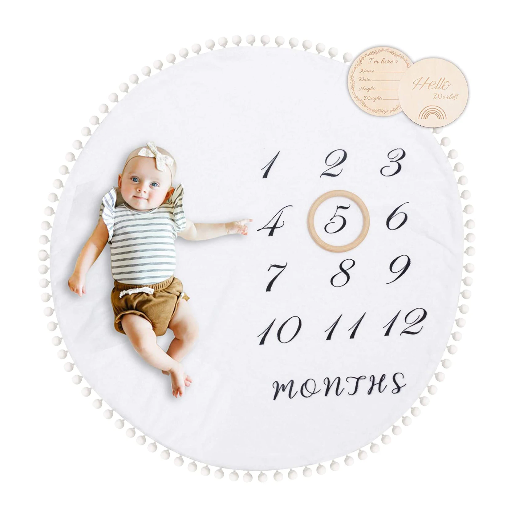 Photography Photo Newborn Growing Flannel Fleece baby blanket monthly milestone blanket cotton