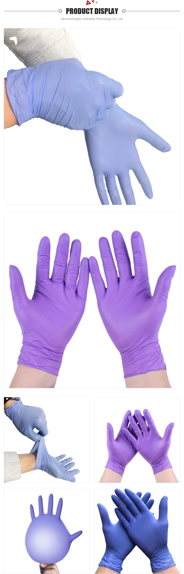 Oil resistance food safe gloves black color nitrile latex glove food grade anti slip