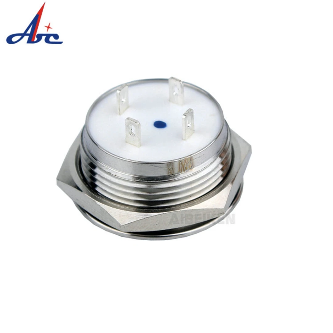 22mm Momentary self-reset Flat Head Nickel plated brass Ring 12v 2A Pin terminal Illumination Push Button Switch