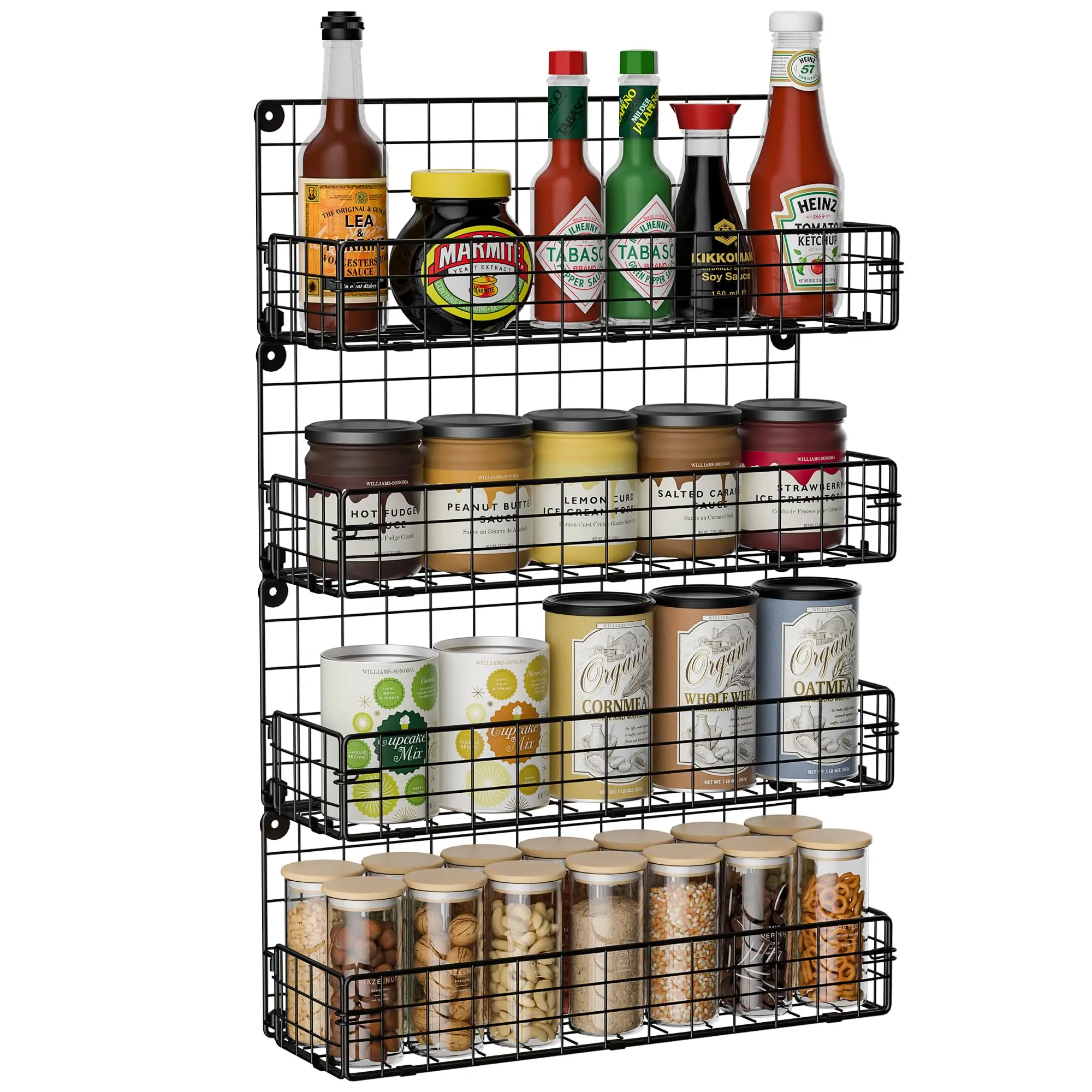 Hot sale 4 Pack Spice Rack Wall Mount with kitchen wall cabinet shelf kitchen storage metal shelf storage unit