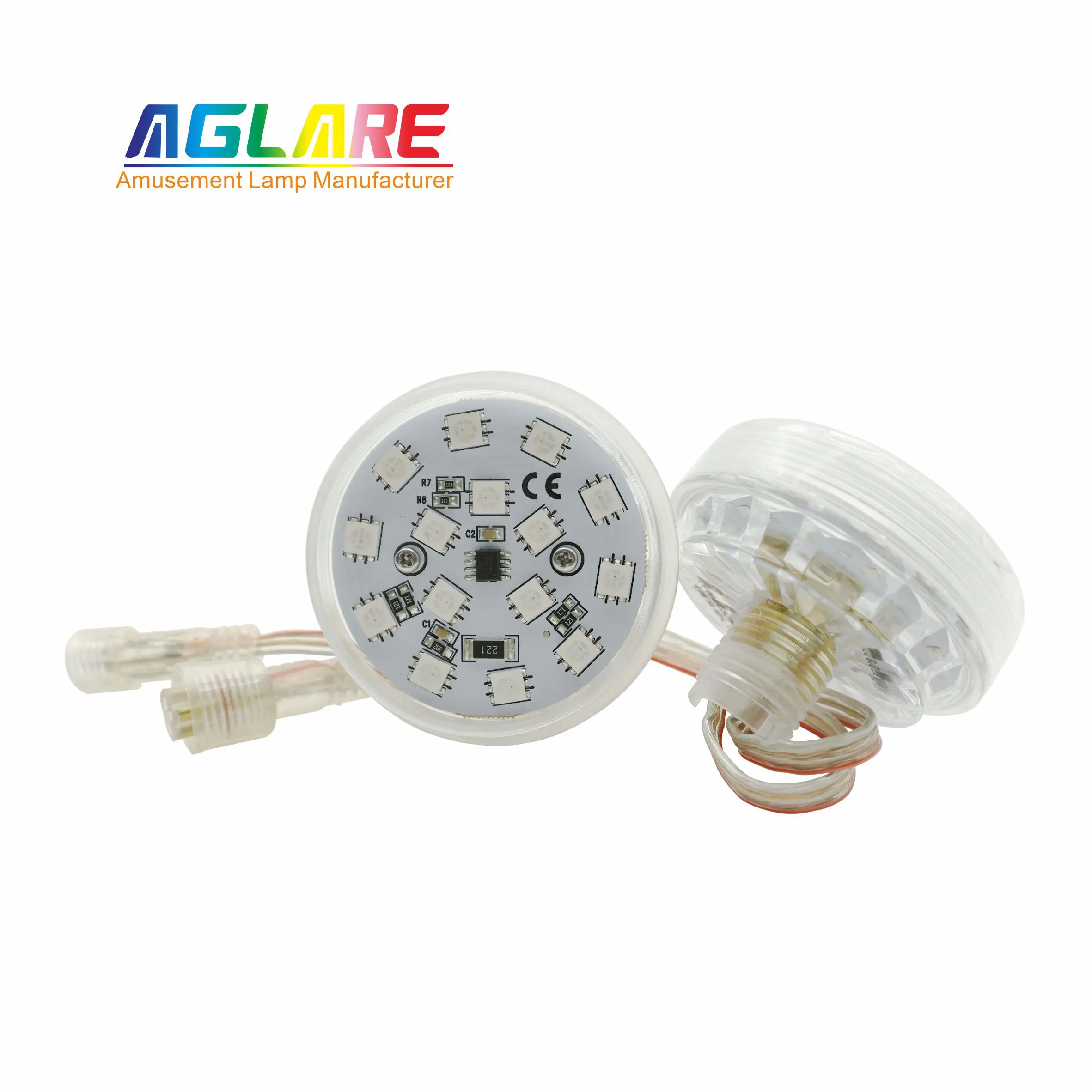 Aglare DC24 60mm 21Leds Fairground Led Lights E14 Fun Amusement Ride Turbo Cabochon Lights Rgb Point Lights