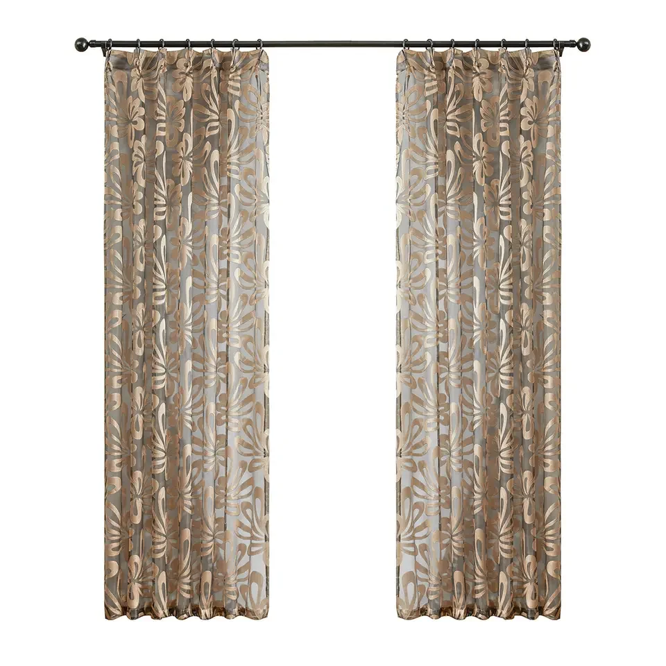 Wholesale modern luxury European palm jacquard window curtain