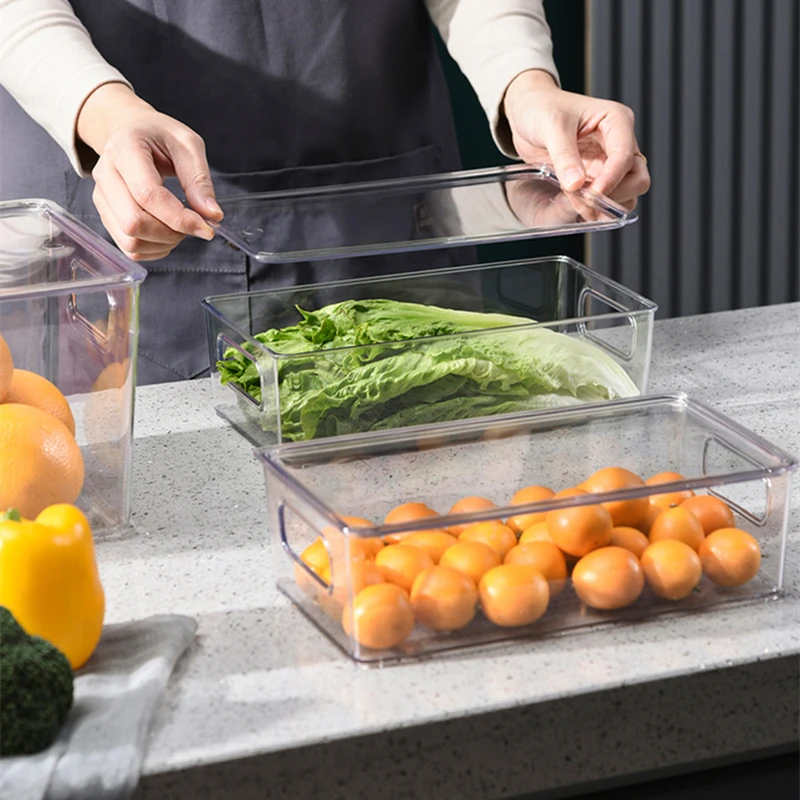 Clear Deep Pantry Organizer Bins Household Plastic Food Storage Basket