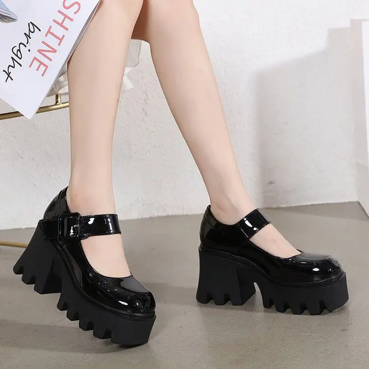 Туфли Мэри Джейн YiXin новый дизайн 2023 черные туфли на очень высоком толстом каблуке для женщин высокое качество экономичная обувь