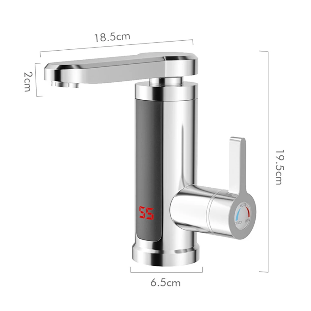 Quick Heating Led Ambient, Light Temperature Display 360 Rotatable Instant Electric Water Heater Low Price 3000w 3s Silver Ipx7/