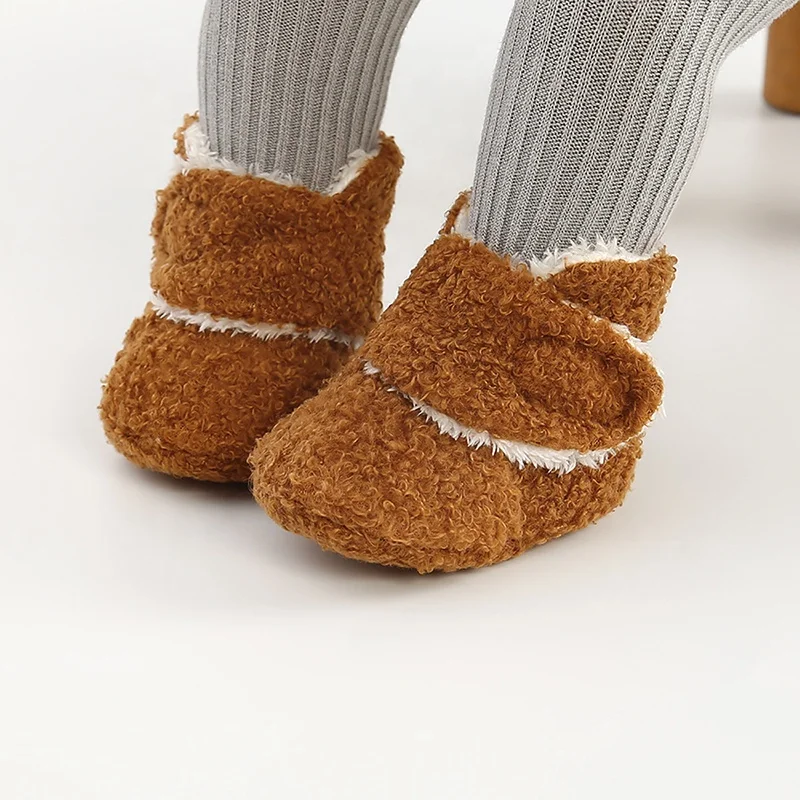 2021 baby winter wool warm lovely solid color shoes non-slip flat wear-resistant walking shoes indoor and- outdoor road drying