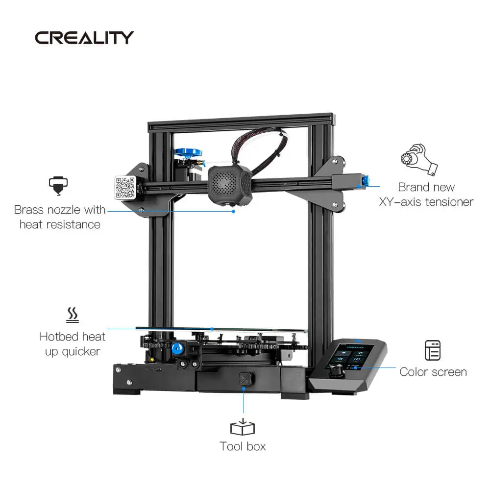  Creality Ender-3 V2 3d принтер со стеклянной кроватью бесшумная печать натяжитель цветного экрана 220*220*250 мм CNC