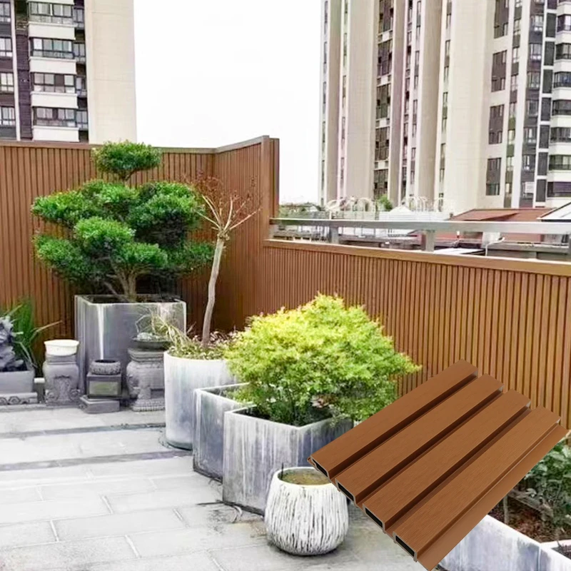 Fire Resistant Corrosion Privacy Fence Built-up Section PE Flute Panel Wall WPC Fluted Flexible Wood Wall Panel