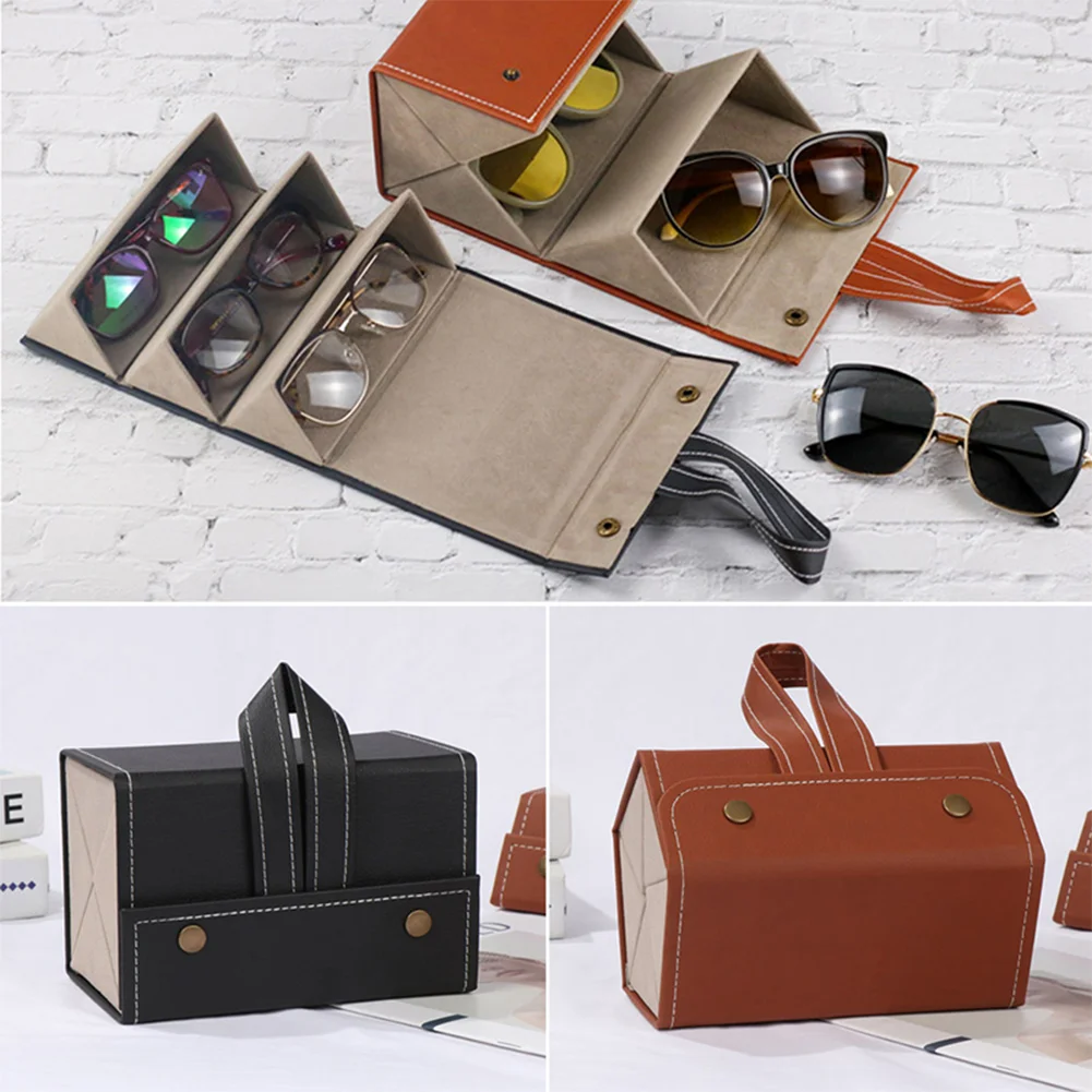Leather Multiple Glasses Storage Case Travel Sunglasses Organizer Collector Portable Sunglasses Storage Case