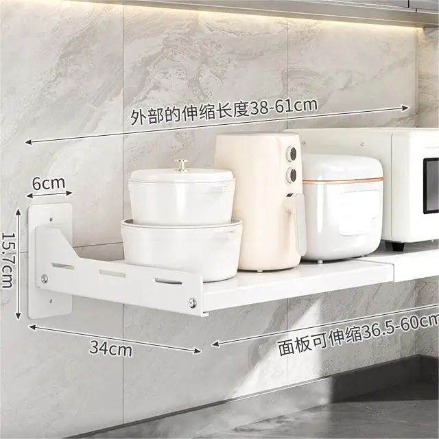 Retractable stainless steel closet storage & organization microwave rack wall mounted oven kitchen storage racks shelving