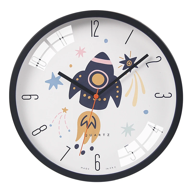 12 Inch Children Cartoon Wall Clock Silent Round Blue Cute Elephant Pattern Customization Kids Room Clock Gift