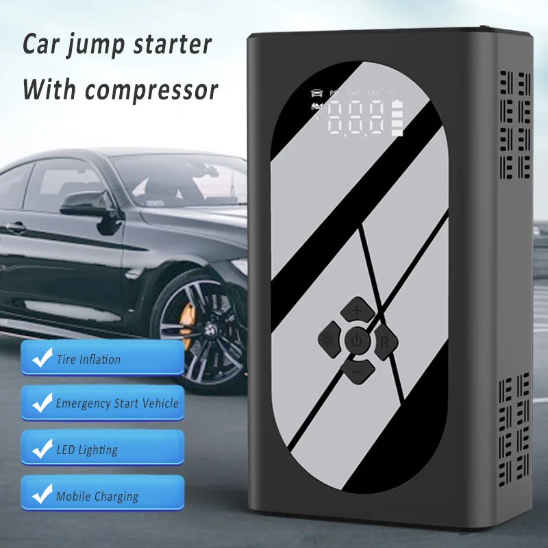 37000mWh Portable 4 In 1 car Jump Starter Tire Pump  Power Bank Jump Starter With 150psi Air Compressor