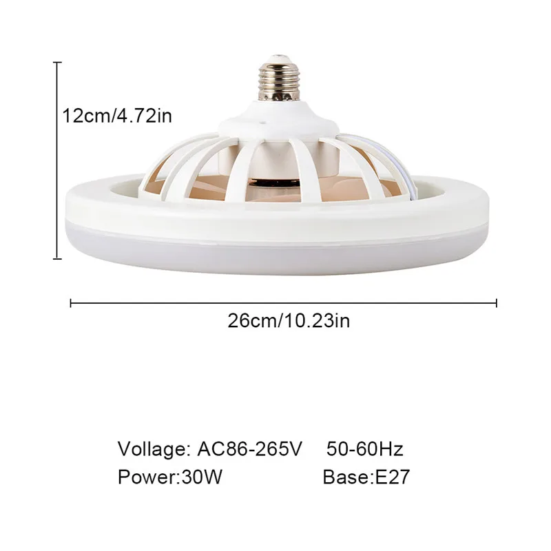 Потолочный вентилятор, 30 Вт, с подсветкой и дистанционным управлением, E27, светодиодная лампа, универсальная лампа для потолка, 2 в 1, креативная лампа-вентилятор для освещения