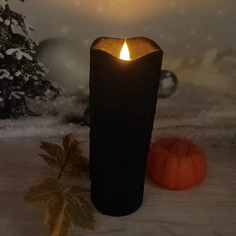 Red gold black glitter LED 3D  moving flame wick led flameless candles battery operated 4 hour 8hour timer remote control