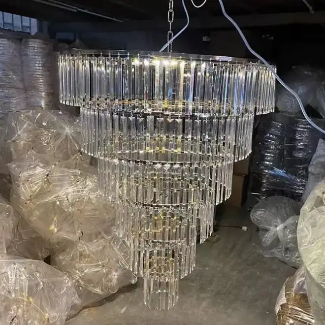 Acrylic crystal ice bar chandelier wedding banquet hall ceiling hanging lamp crystal Light Christmas decorative chandelier