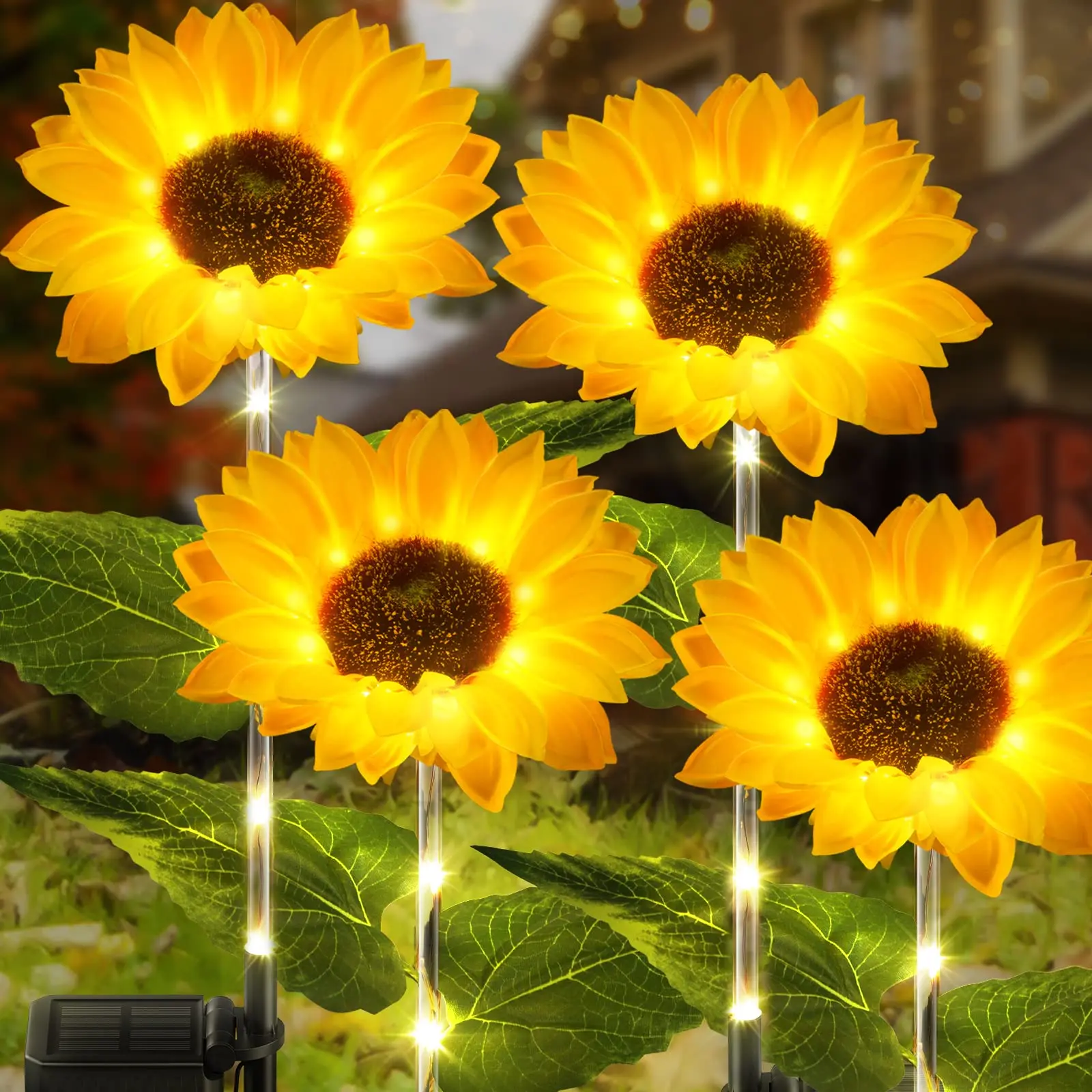 Outdoor Waterproof Decorative Metal Led Lamp Landscape Spotlight Daisy Sunflower Solar Garden Lights For Pathway Garden Yard